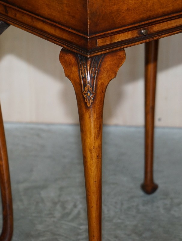EXQUISITE BURR WALNUT JEWELLERY BOX BURR WALNUT SIDE END TABLE WITH GLASS SHELF gallery