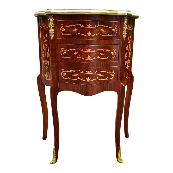 Night Stands Commodes Pair French Louis XVI Mahogany Inlay Vintage Set of 2. gallery