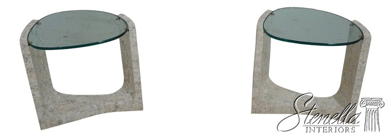71936: Pair MAITLAND SMITH Modern Design Marble & Glass End Tables