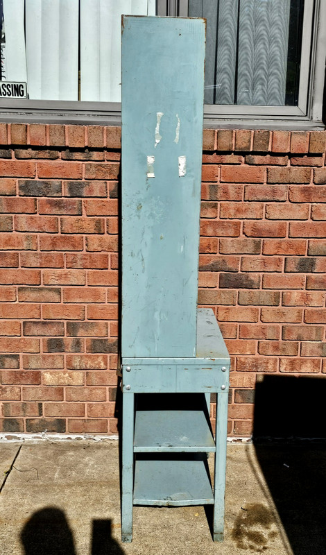 ANTIQUE METAL MAIL POSTAL SORTING DESK PAINTED BLUE FARMHOUSE VINTAGE INDUSTRIAL gallery