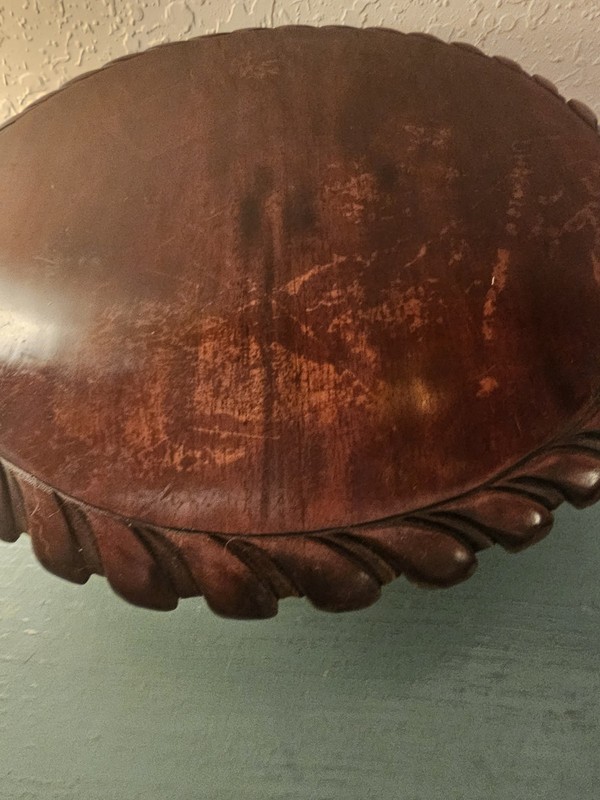 Antique Furniture Salvage-Mahogany Chippendale 15" Tilt TableTop W/Head, Rope... gallery