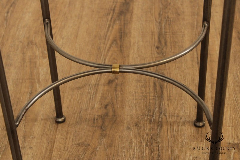 Forged Steel Base Round Marble Top Side Table gallery