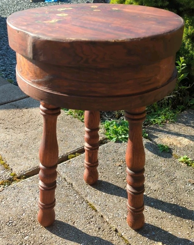 Vintage Handmade Antique Furkin Side Table Stand HandPainted Very Unique