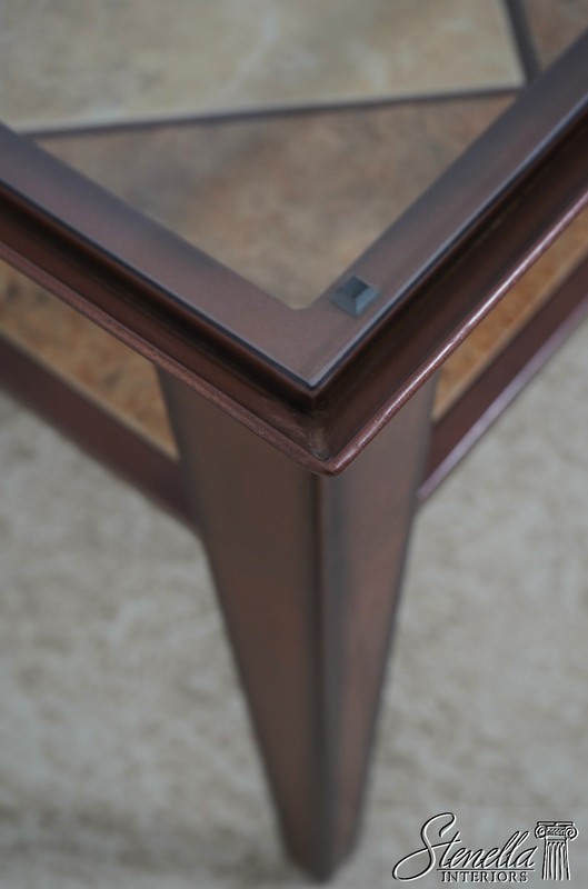 F72393: Square Glass Top Mid Century Modern 2 Tier Tile Coffee Table gallery