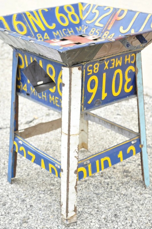 Vintage Metal License Plate Accent Side End Table Mexican Car Plates gallery