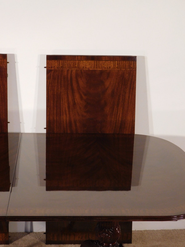 DREXEL 18th Century Collection Ball & Claw Inlaid Dining Table w Two Leaves gallery