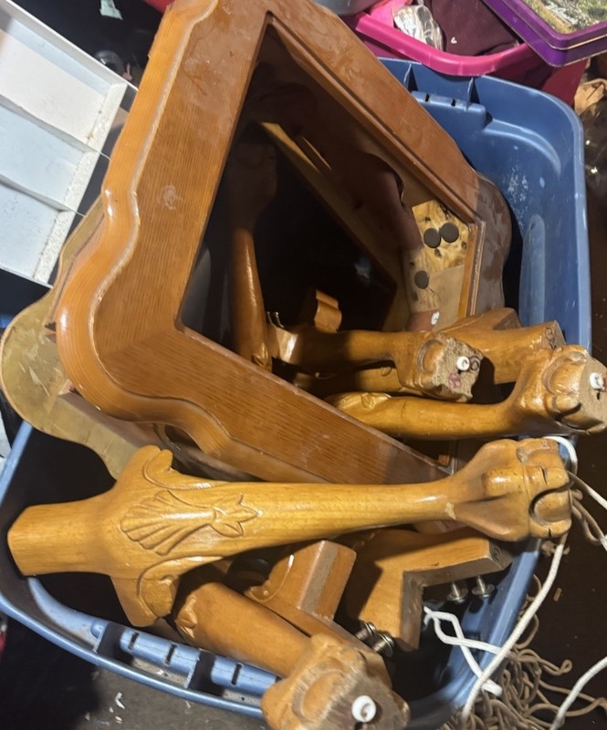 2 Vintage Solid Oak Side Tables With Carved Shells And Carved Claws Needs Glass gallery