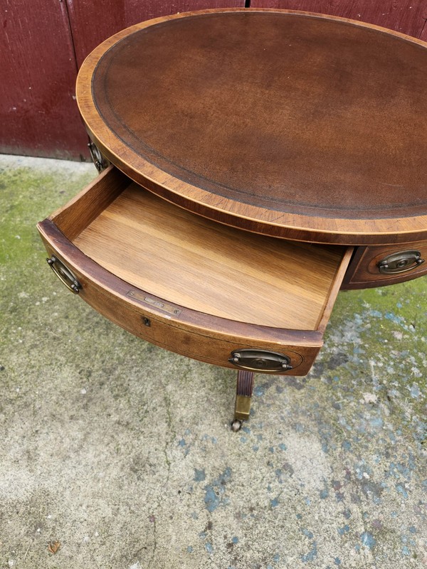 Antique Furniture English Sheraton George Style Mahogany Drum Center Table 32 gallery
