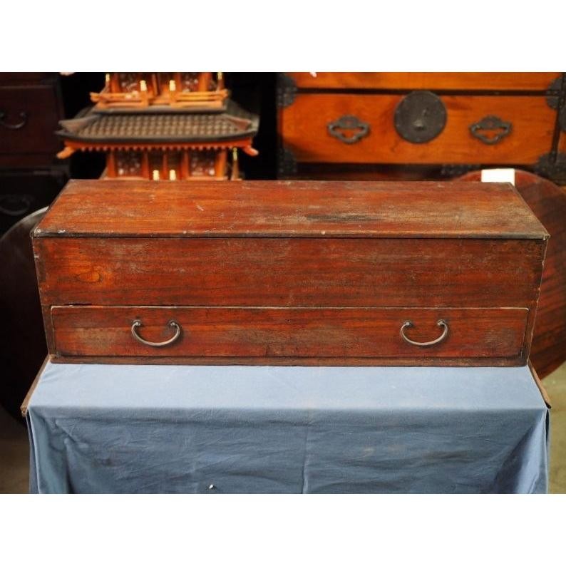 Antique Edo Period Japanese Lidded Drawer Box 15cm (5.9in) Used