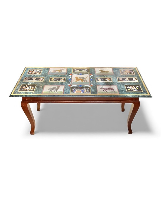 Italian Pietra Dura Inlaid Marble Top Coffee Table