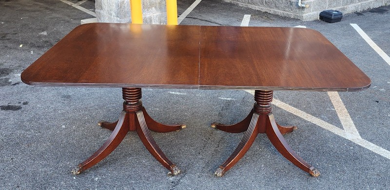 Antique English Solid Mahogany Banquet Dual Tilt Top Dining Room Table , 1930s gallery