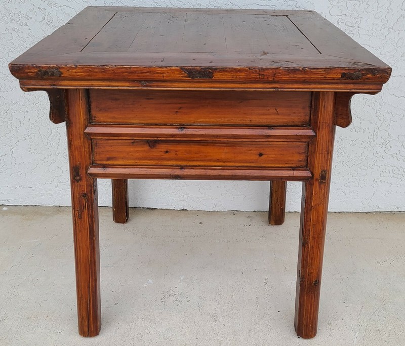 Antique Solid Wood Asian Chinoiserie 2 Drawer Side Occasional Lamp Table gallery