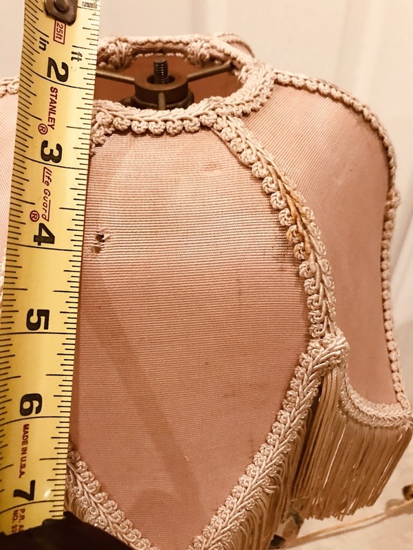 Antique Victorian French Style Lamp Shade 6 Leaf ￼Fringe Pink 11” x 7.” ￼￼ gallery