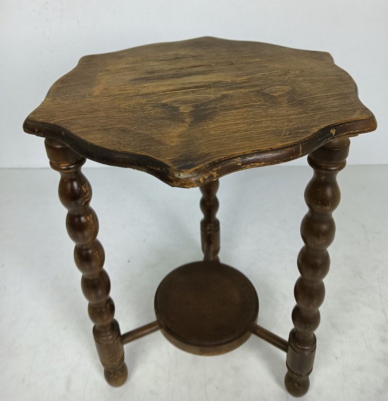 Jacobean Bobbin Legs Wood Side Occasional Table Pedestal Plant Stand Two Tier Ba gallery