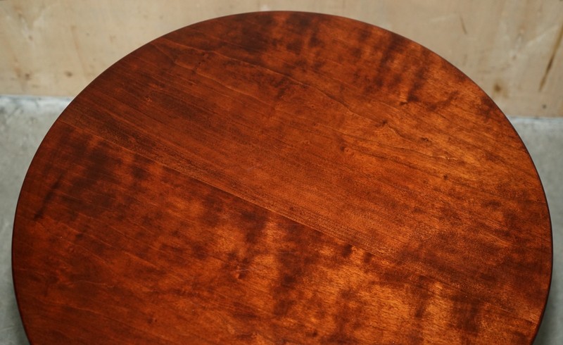 RESTORED ENGLISH MAHOGANY LARGE TRIPOD SIDE TABLE WITH BRASS LIONS PAW CASTORS gallery