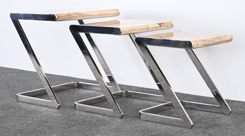 Brueton Onyx and Stainless Steel Nesting Tables, 1980s gallery