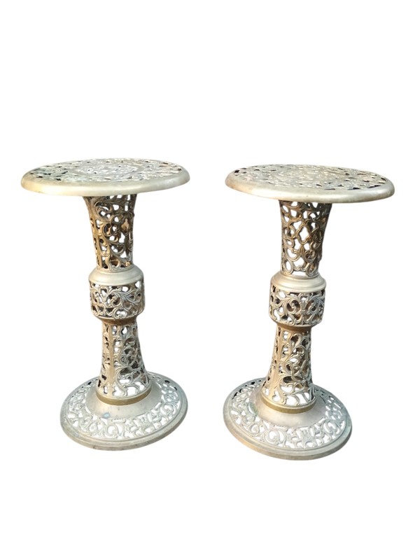 Vintage Decor 1950s Italian Hollywood Regency Brass Filagree table (2) Tables