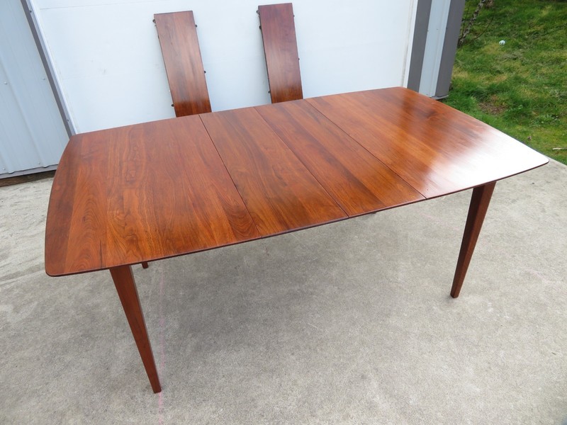 VINTAGE Mid Century WALNUT DINING TABLE W/ LEAVES by ACE HI FURNITURE Extending gallery