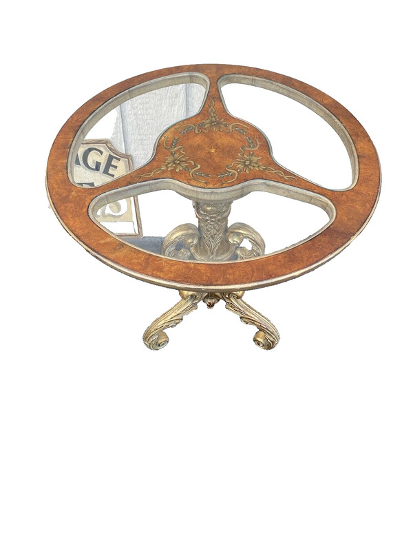 64780 Decorator Hand Painted Lamp Table with Glass Inserts gallery