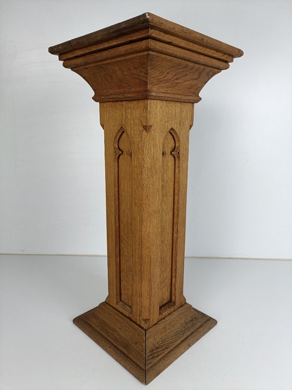 Gothic Antique Wooden Ornate Side Display Table Pedestal Plant Stand Church Chap gallery