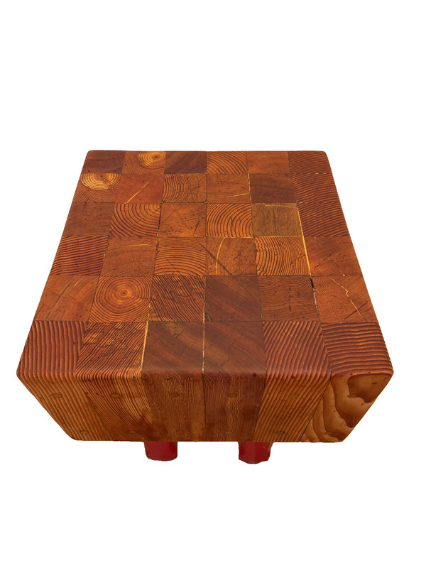 Vintage Antique Butcher's Block Carving Kitchen Table, Hand-Crafted 1975 gallery