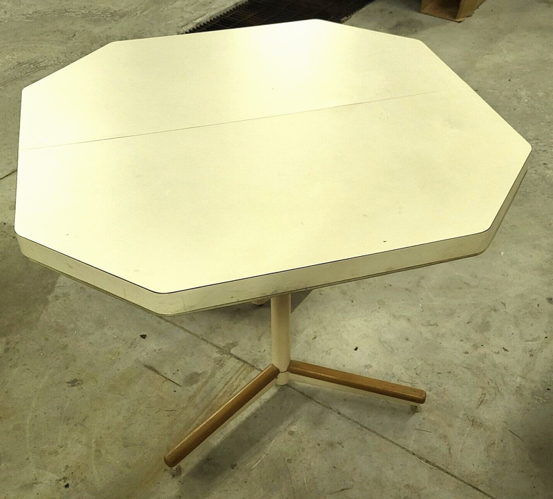 Vintage Octagonal Dining Table Mid-Century Modern Card Leisure Table White