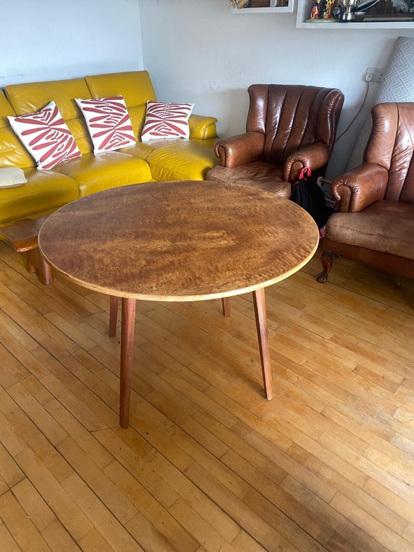 DAVID JOEL LTD MID CENTURY 42″ DIAMETER ROUND TABLE 50S UTILITY KINGSTON BY PASS
