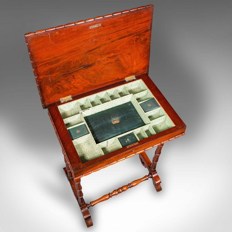 Small Antique Sewing Table, English, Flame, Ladies, Work, Regency, Circa 1830 gallery