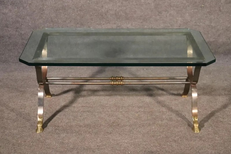 Maison Jansen Louis XV Style Steel and Brass Coffee Table, C1950 gallery