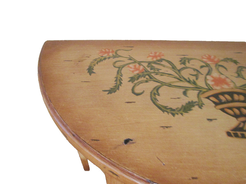 49361 DECORATOR Custom Made HAND PAINTED WOOD HALF ROUND CONSOLE TABLE gallery