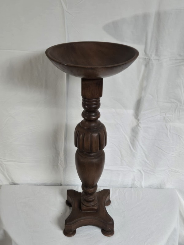 Vintage Wood Turn Of The Century Former Yarn Bowl for Knitting, Now Plant Stand