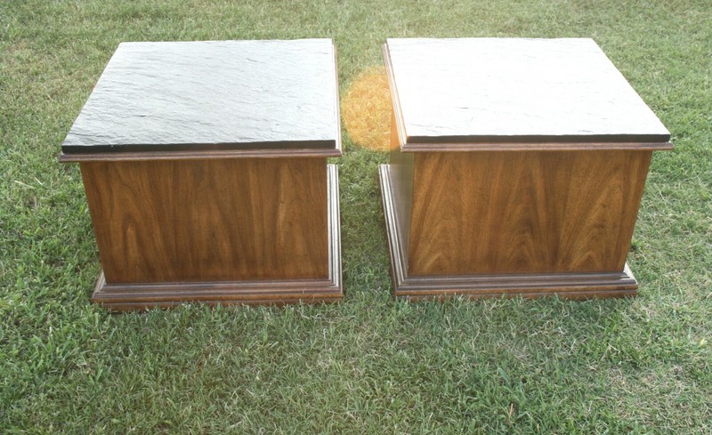 Vtg 80's Side Tables Slate Top Walnut ? Gordon's Inc Furniture Spanish Revival 2 gallery