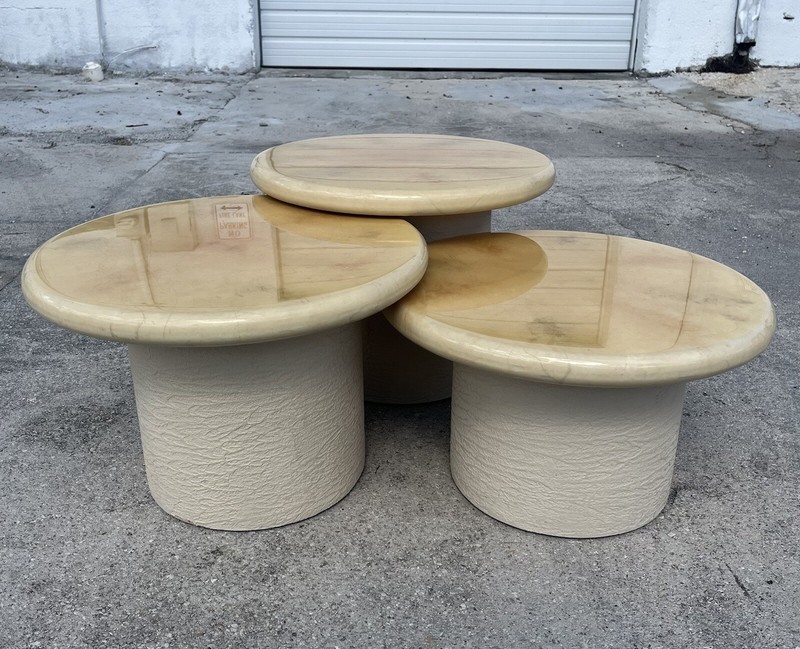 Karl Springer Style Goatskin Mushroom Nesting Tables gallery