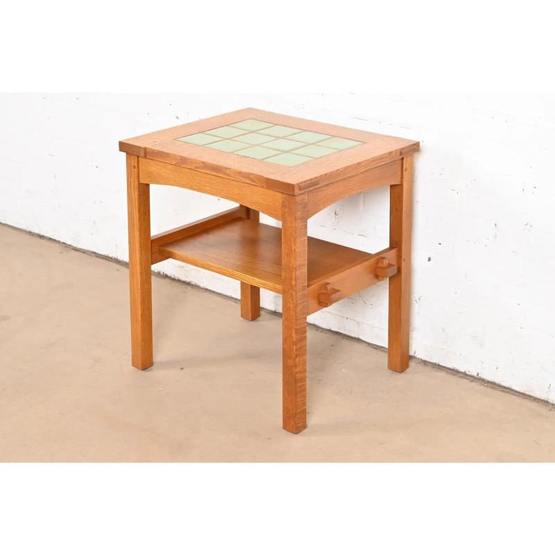 Stickley Mission Oak Arts & Crafts Tile Top Occasional Side Table gallery