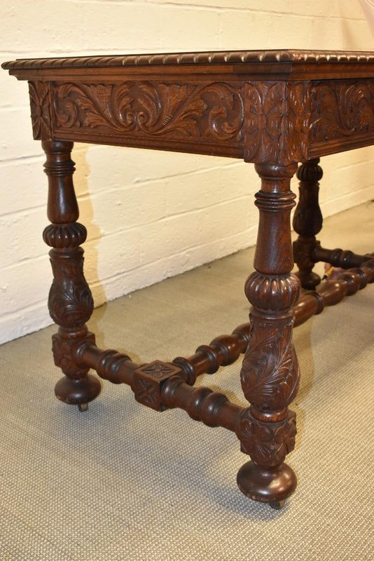 Antique Horner Carved Oak Library Table gallery