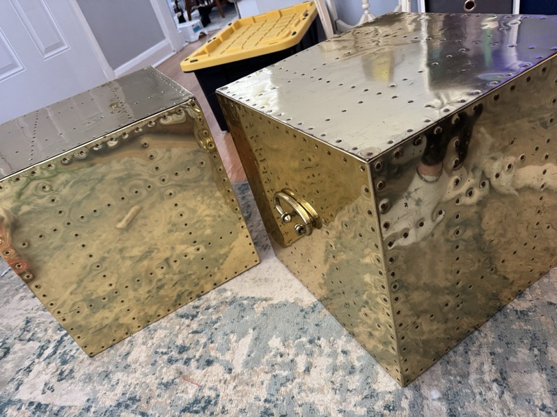 Sarreid, Ltd. Spanish High Style Brass Studded Cube Occasional Tables - Set of 2 gallery