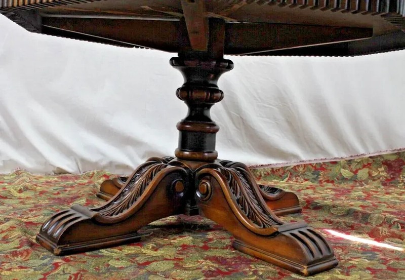 1920 Jacobean Walnut book match Octogen coffee Table gallery