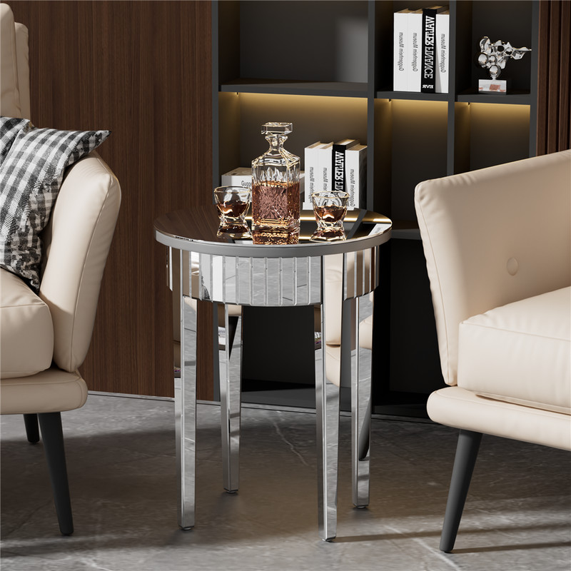 Glossy Mirrored End Table Living Room Sofa End Table Bedside Nightstand 4-Legged gallery