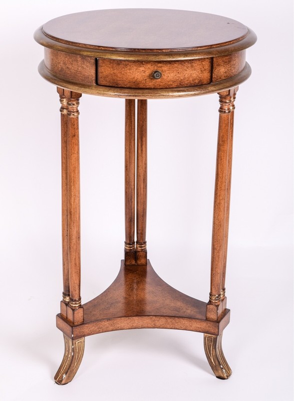Louis XVI Style Tripod Guéridon Single-Drawer Side Table