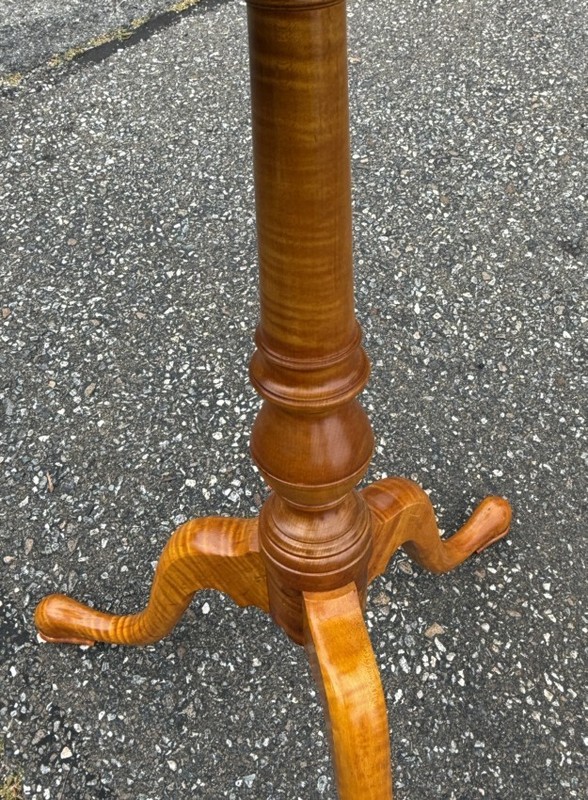 Vintage bench made tiger maple table Strong all over tiger grain Chippendale sty gallery