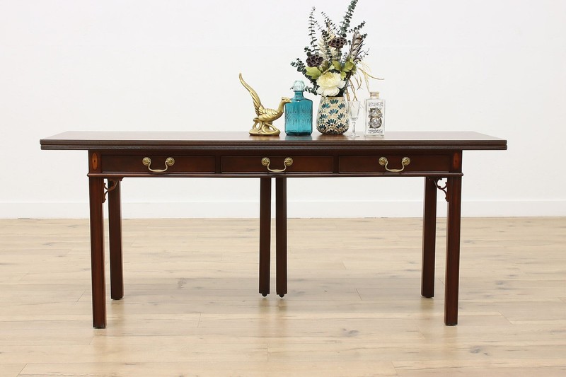 Georgian Mahogany Flip Top Hall Console & Dining Table Baker #56926 gallery