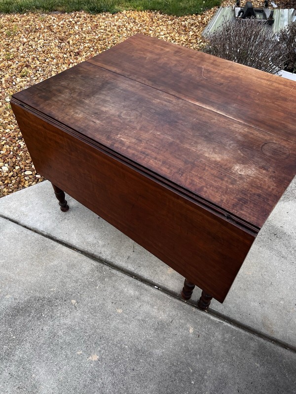 Antique Colonial Drop Leaf Table. Non Branded. Beautiful. Turned Wood Legs gallery
