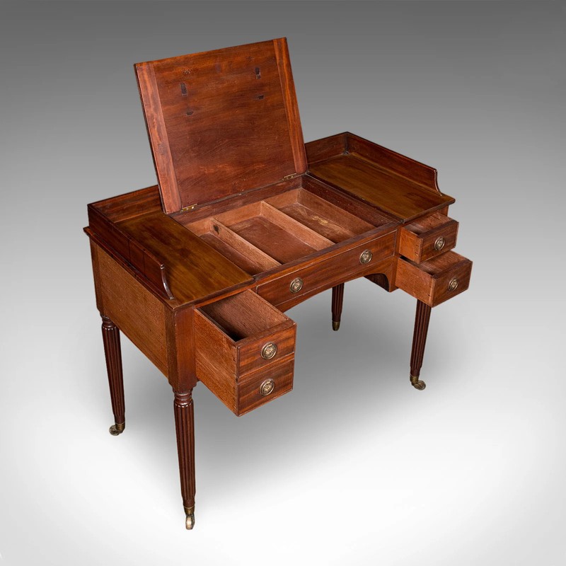 Antique Writing Table, English, Kneehole Desk, Home Office, Study, Regency, 1820 gallery