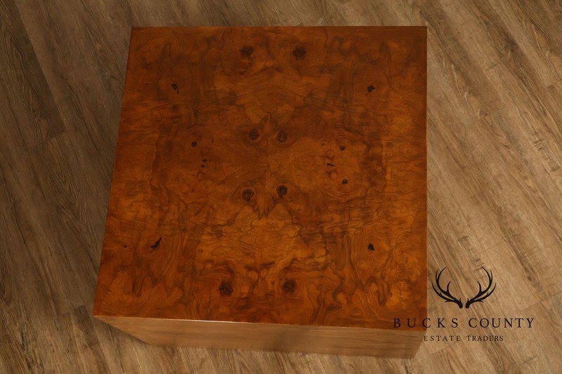 Mid Century Modern Burl Wood Cube Side Table gallery