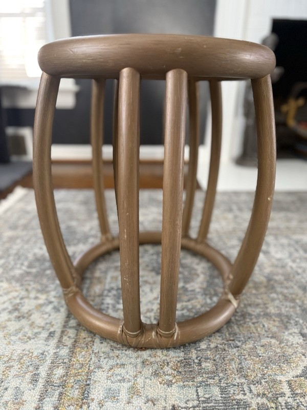 Vintage McGuire Rattan Drum Side Table or Stool gallery