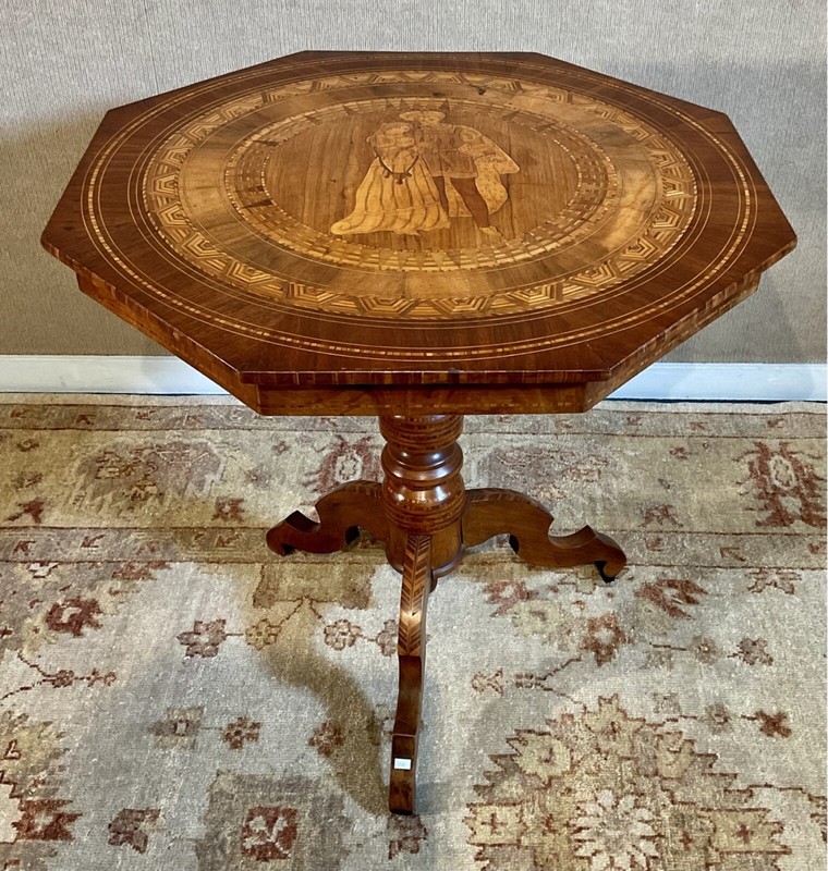 19th Century Inlaid Tilt-Top Octagonal Tea Table