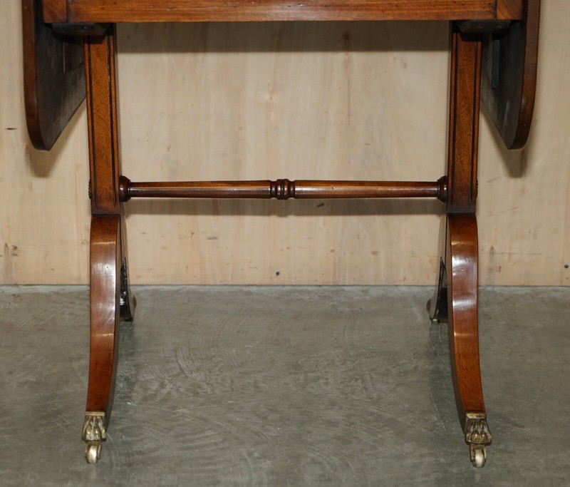 FULLY RESTORED EXTENDING ANTIQUE REGENCY SOFA TABLE INC CHESS BOARD & BACKGAMMON gallery