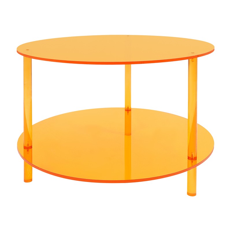 Modern Acrylic Coffee Table Living Room Double Tiers End Table With Storage Rack gallery