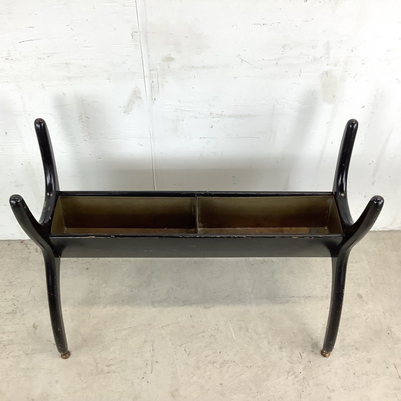 Mid-Century Scuptural Base Console Table With Glass Top gallery