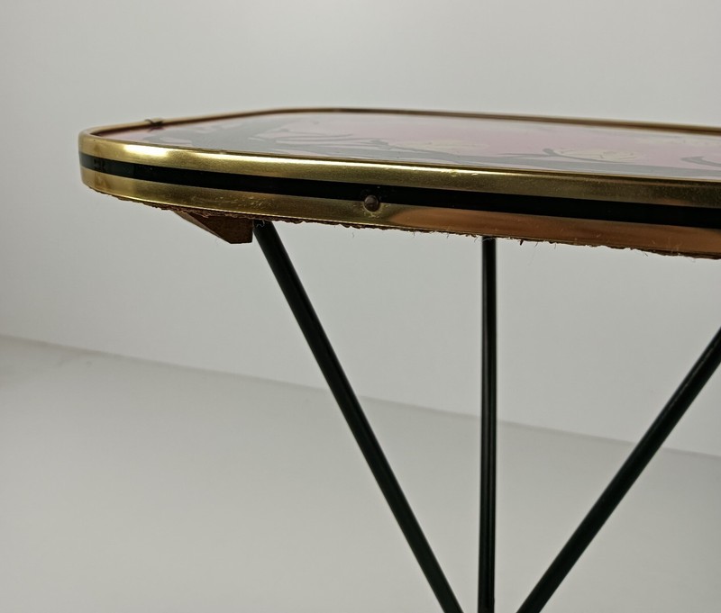 Side Occasional coffee tea table Expo 58 flower pattern pop art style wine table gallery